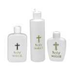 White Plastic Holy Water bottle With cross
