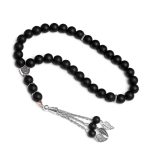 Islamic Prayer Beads Black Frosted Glass 10mm 33pcs