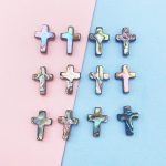 Natural Abalone Shell Cross-shaped Christian Catholicism Crosses 13*18mm Beaded DIY Jewelry Necklace Accessories