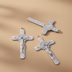 7.8cm*4.5cm Christian Orthodox Wholesale Alloy Metal Catholic Crucifix Cross Pendant With Saint Benedict