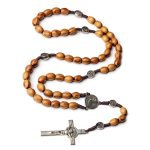 Wooden Rosary Necklace Catholicism Gifts Religious Rosaries Prayer Beads 8*10mm Christian Catholic Cross Jesus Christ Jewelry