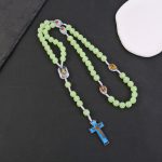 Catholic Christian Rosary Rose Noctilucent Bead Cross Necklace 10mm Glowing Prayer Church Jesus Pendant Jewelry Easter Gifts - Image 5