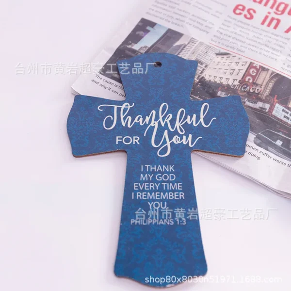 Mecrt Creative Easter DIY Pendant New Home Decoration Wooden Cross Crafts Religious Style with Main Material Jewelry