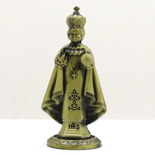 Catholic Statue Beckoning Ancient Green 3D Gold Metal Jewelry Ornaments Home Car Desktop Decorations Crafts Cross Figuri