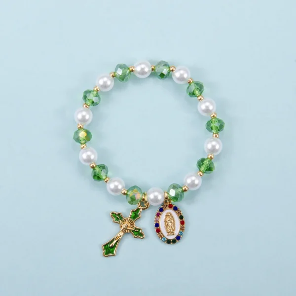 Hot-Selling Saint Benedict Cross Series Pendant Gold-Plated Alloy Beaded Bracelet