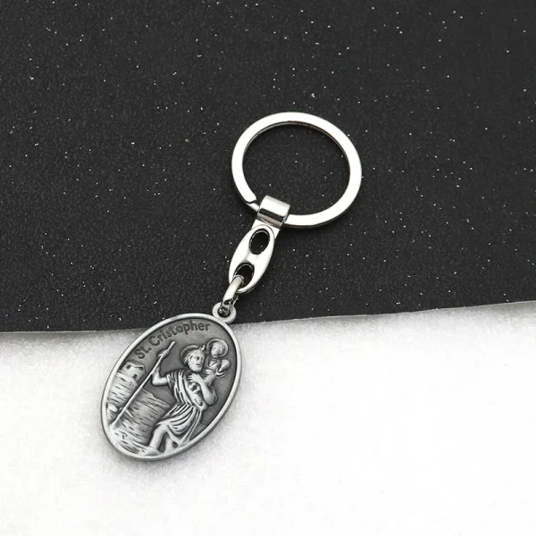Saint Christopher Key Holder St. Anthony Silver Metal Keyring Protection Traveller Gift Catholic Keychain Religious