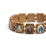 Natural Wooden Catholic Jewelry Christian Jesus Faith Rosary Bracelet Religious Charm Jewelry Bracelets on Hand Wholesale - Image 2