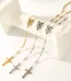 Hot Selling 4mm Stainless Steel Necklace Bead Tri-color Cross Madonna Necklace Ladies Fashion Popular Accessories