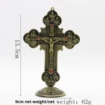 Mecrt Catholic Crucifix Ornament with Jesus Figure Vintage Desktop Accessories Zinc Alloy Ornaments Cross Metal Decoration - Image 5