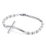 Fashion Jewelry Cross Bracelet for Men and Women Catholic Rosary Lucky Charm Round Beads Titanium Steel Valentine's Day Gift - Image 5
