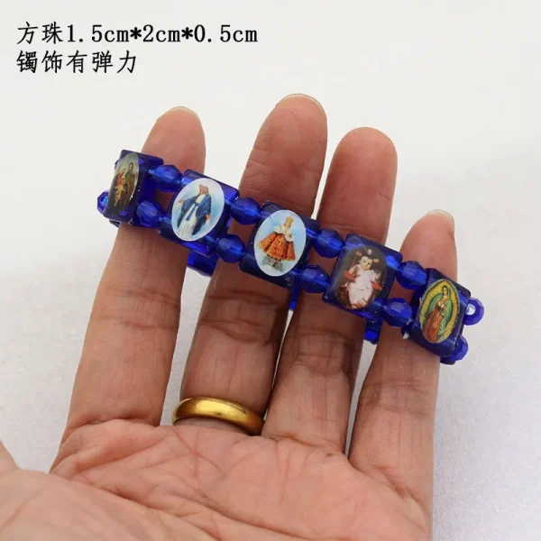 Catholic Jewelry DIY PVC Rosary Beads Splicing Elastic Bracelet Handmade Alloy String for Men Women Diamond