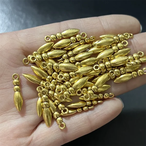 Alloy Electroplated Imitation Gold Silver Plant Pattern Tassel Pendant Earrings Hanging Ornaments Jewelry Bracelet Beads