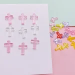 DIY Handmade Beaded Card Holder Decoration Materials White Pink 3D Cross Accessories Ins Style with Loose Acrylic Beads - Image 2