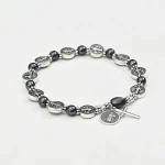 Catholic Rosary Beads Exorcism Bracelet St Benedict Women Bracelet Alloy Metal Metal Beads Hematite Bracelet - Image 5