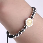 Catholic Saint Benedict Ornament Stainless Steel Braided Rope Beaded Cross Bracelet Hot-Selling Wear-Resistant Waterproof - Image 4