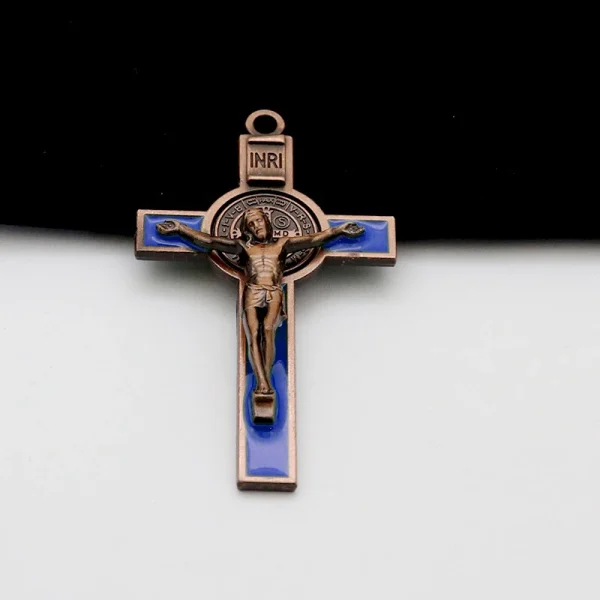 Mecrt Cross Jesus Pendant 7.5*4.5cm Church Catholic Christian Religion Saint Benedict Retro Cross INRI Multiple Colors J