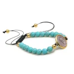 Catholic Turquoise Beaded Saint Benedict's Bracelet Woven Adjustable Rosary Exorcism Holy Item Prayer Beads Jewelry Wholesale - Image 5