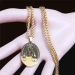 Mecrt HipHop Goddess Madonna Medal Twist Chain Necklace 18K Gold Stainless Steel Oval Virgin Mary Pendant Necklaces for Men Gift - Image 3