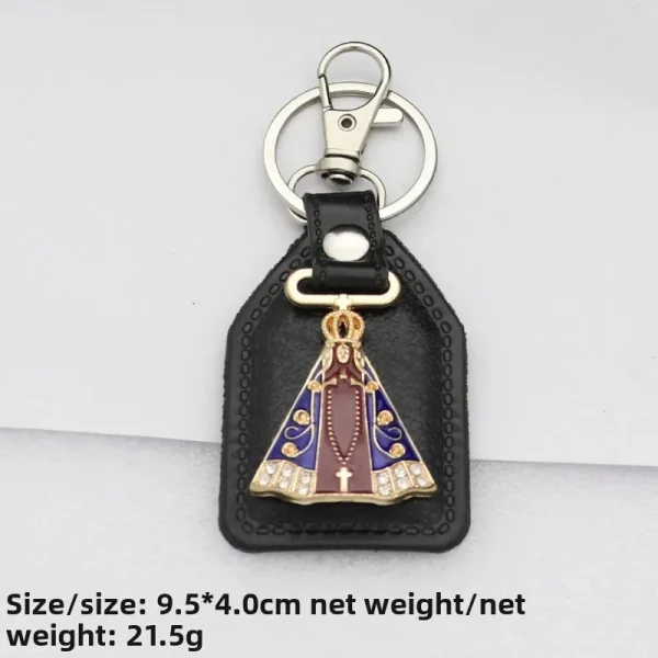 Catholic metal PU micro-inlaid enamel color keychain accessories pendant