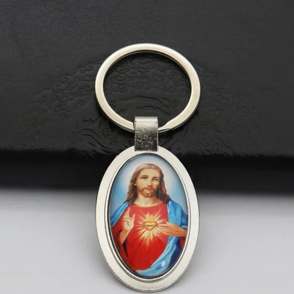 Catholic Keychain Mini Metal Keychains New Cartoon Photo Frame Pendant and Car Keychain Accessory