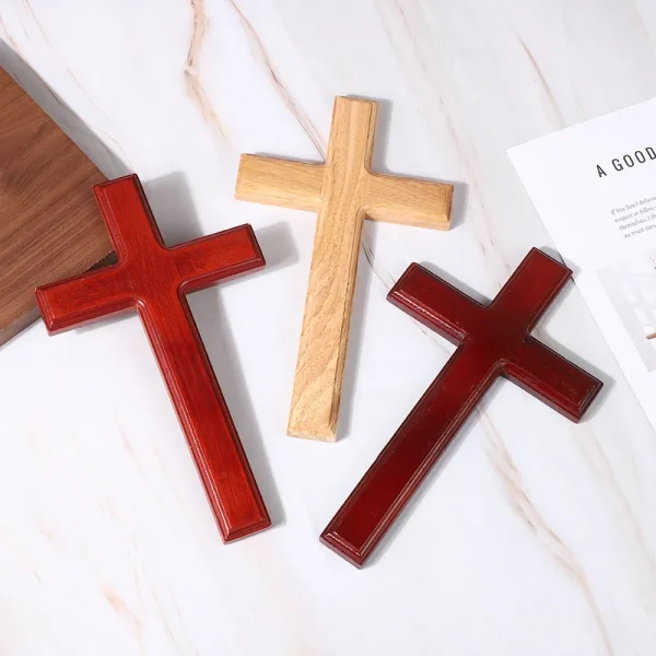 Wood Cross Ornament Modern Minimalist Christmas Home Decor Solid Wood Cross Decoration Wooden Craft Display Piece