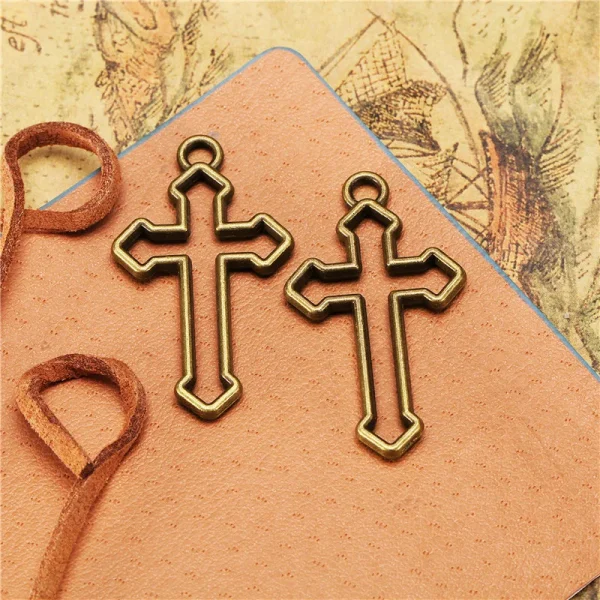Christian Cross Catholic Hollow Three-dimensional Alloy Pendant 38*22MM Cross Pendant DIY Jewelry Necklace Accessories