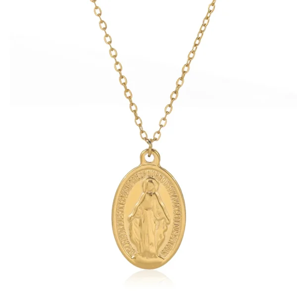Catholic Jewelry Stainless Steel Oval Holy Father Jesus Pendant Christian Easter Necklace Pendant Fashion Religious Gift
