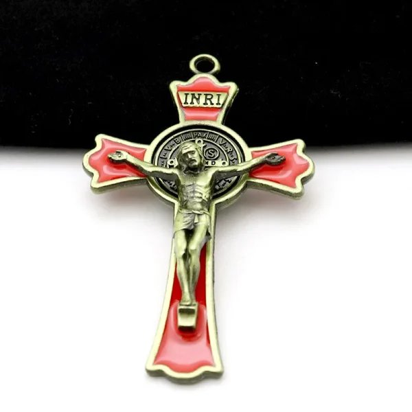 Mecrt Cross Jesus Pendant 7.5*4.5cm Church Catholic Christian Religion Saint Benedict Retro Cross INRI Multiple Colors J