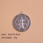 5*4.4cm Antique Silver Saint Benedict Medal Black Nickle Plated Sister of Carmel St. Christian Sacramental Benedict Medal - Image 4