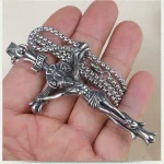 Titanium Steel Necklace Hip-hop Necklace Trendy Men's Stainless Steel Necklace Catholic Cross Pendant Jesus Pendant