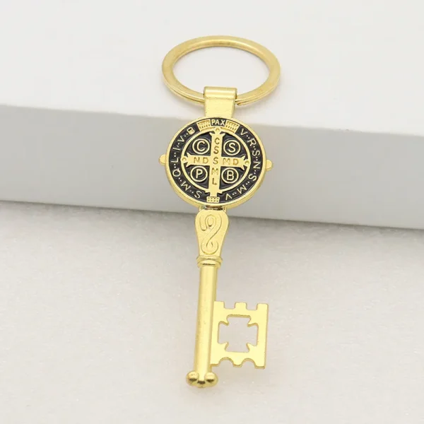 Catholic Saint Benedict Medal Keychain Medals Key Religious Key Holder Exorcism Christian Sacramental Medal Jewelry