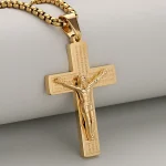Men's High-End Fashion Crucifix Pendant Jesus Cross Hot Sale Hip-Hop Style Gold Plated Stainless Steel Link - Image 6