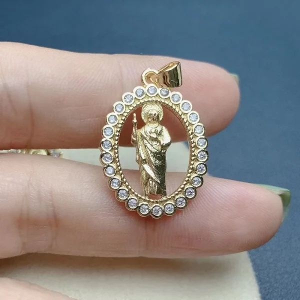 Our Lady of Guadalupe Virgin San Jude Pendants Plated Gold Rhinestone Charms for Jewelry Making Religion Necklace Bracel