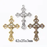 Anti-Silver Plated Zinc Alloy Jesus Crucifix Cross Pendant for Catholic Religious Rosary Making
