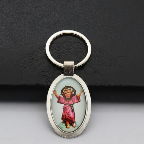 Catholic Keychain Mini Metal Keychains New Cartoon Photo Frame Pendant and Car Keychain Accessory
