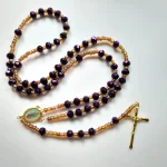Fashion Silver Plated Alloy Crystal Beads Cross Catholic Jesus Rosary Necklace for Gift - Image 3