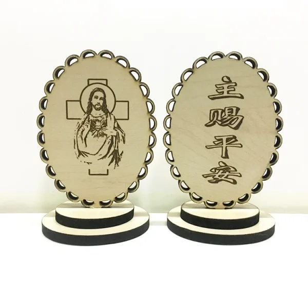 Mecrt Solid Wood Hollow Carved Reiligious Prayer ICONS Car Home Decoration Table Ornaments Souvenir Crafts Gifts Home De