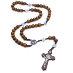 Wooden Rosary Crucifix Catholicism Gifts Religious Rosaries Prayer Beads Christian Catholic Cross Jesus Christ Jewelry - Image 5