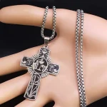 Mecrt Stainless Steel Cross Necklace for Men and Women Holy Spirit Church Jewelry with Beads Chain for Gift - Image 6