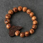 Natural Wooden Beads Elastic Thread Hand-strung Beads Africa Map Wooden Beads Bracelet Wholesale - Image 3