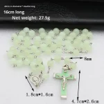 Mecrt Catholic Rosary Crucifix Luminous Christian Cross Necklace In-Stock 59 Fluorescent Color Fashion Beaded Necklace - Image 2