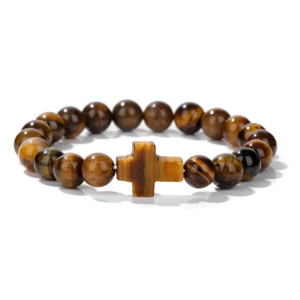 Winter Retro Cross Beads Bracelet Gem Versatile Multi-Color Pearl Beads Religious Style Trendy Gift for Bracelet