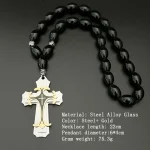 Mecrt Russian Religious Cross Pendant Necklace Gold Plated Rosary Oval Glass Beads Car Fashion Beaded Bracelets - Image 3