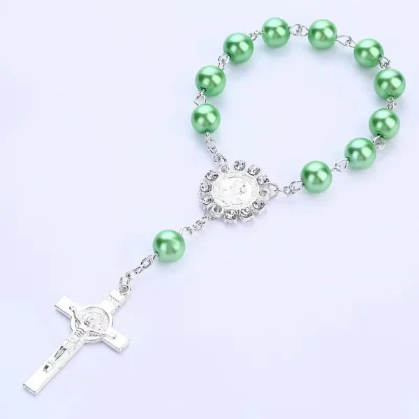 Religion Wedding Pray First Communion Baptism Zinc Alloy Silver Cross Pendant Rosary Charm Bracelet Catholic Unisex