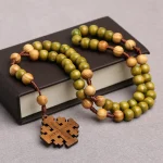 Natural Wooden Catholic Rosary Cross Prayer Beads Christianity Church Jerusalem Ornaments Rosaries Jewelry - Image 4
