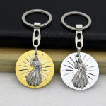 Catholic Virgin Mary Jesus Creative Jewelry Pendant Bag Keychain Zinc Alloy 3.7cm*3.7cm 4g Car Keychains - Image 2