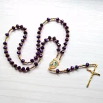 Fashion Silver Plated Alloy Crystal Beads Cross Catholic Jesus Rosary Necklace for Gift - Image 2