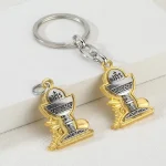 Mecrt Religious Catholic Chalice Patterned Keychain JHS Gift Cup Metal Charm Ornament Pendant Holder for Gift