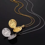 St Benedict Beaded Zinc Alloy 18k Gold Plated Pendant Medal Necklace with Cross Bible Locket Christian Religious Gift - Image 2