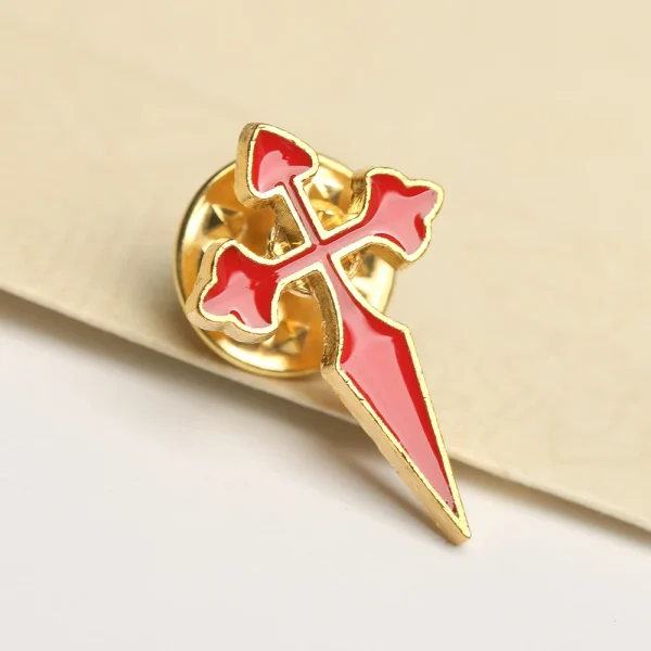 Catholic Square Enamel Brooch Camino De Santiago Personality Metal Christian Badge, Church Clothing Accessories Badge